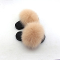 SCTX15-1 soft fluffy real fox fur slides children fur slippers